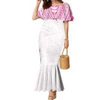 Personalised New Zealand Aotearoa Family Matching Mermaid Dress and Hawaiian Shirt Nurse Tribal Pink Version LT05 Mom's Dress Pink - Polynesian Pride