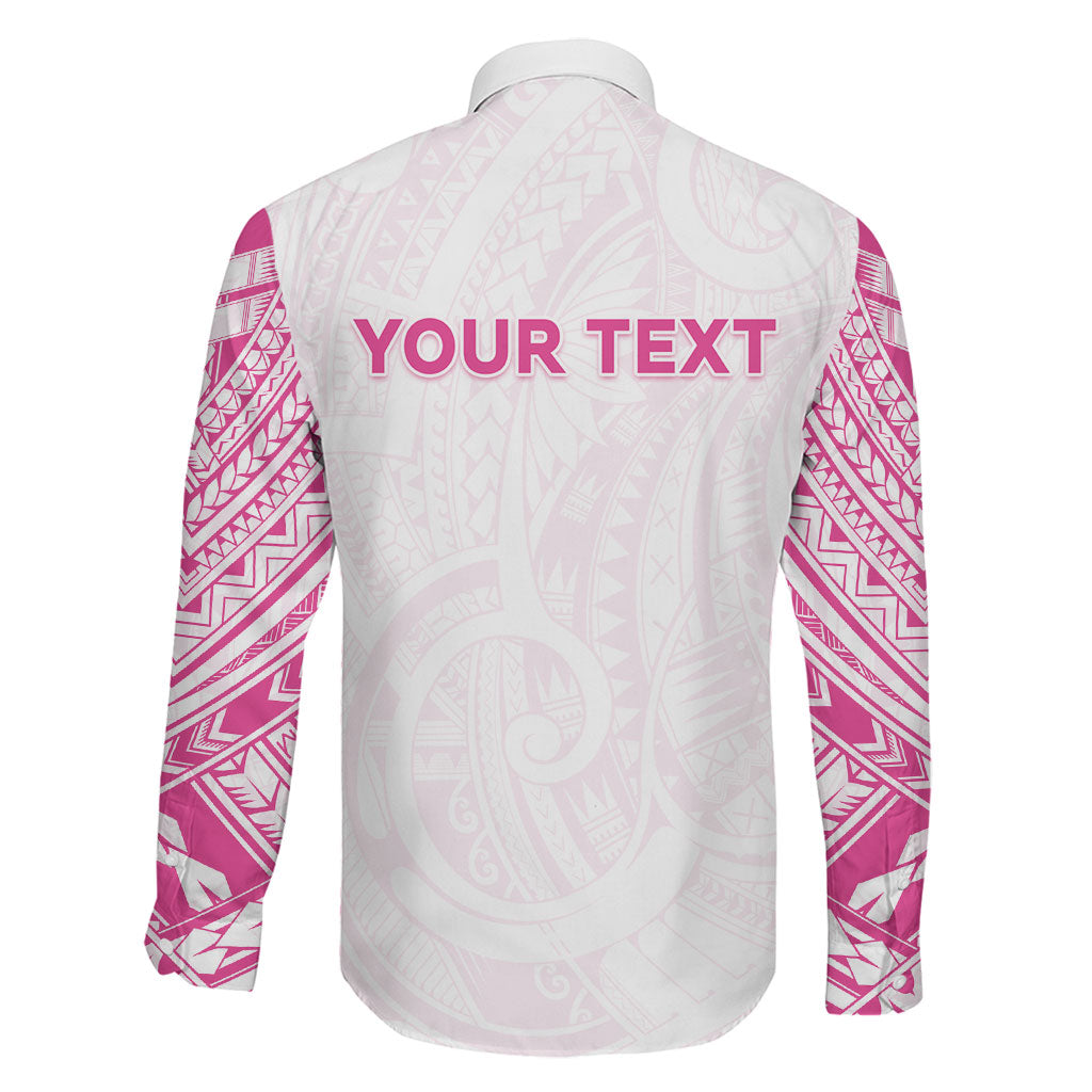 Personalised New Zealand Aotearoa Family Matching Off The Shoulder Long Sleeve Dress and Hawaiian Shirt Nurse Tribal Pink Version LT05 - Polynesian Pride