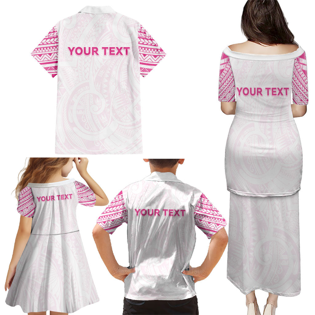 Personalised New Zealand Aotearoa Family Matching Puletasi and Hawaiian Shirt Nurse Tribal Pink Version LT05 - Polynesian Pride