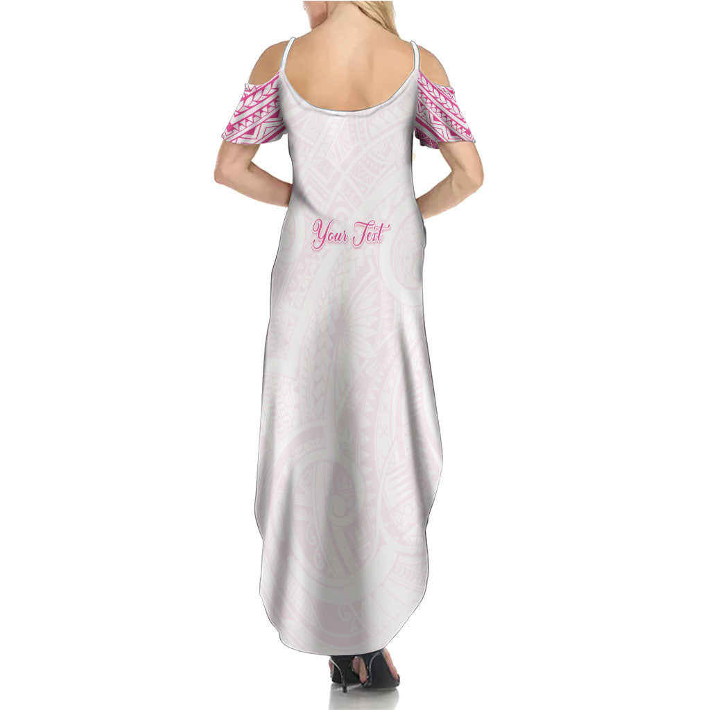 Personalised New Zealand Aotearoa Family Matching Summer Maxi Dress and Hawaiian Shirt Nurse Tribal Pink Version LT05 - Polynesian Pride