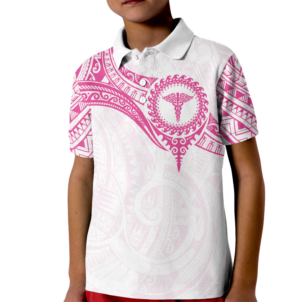 Personalised New Zealand Aotearoa Kid Polo Shirt Nurse Tribal Pink Version