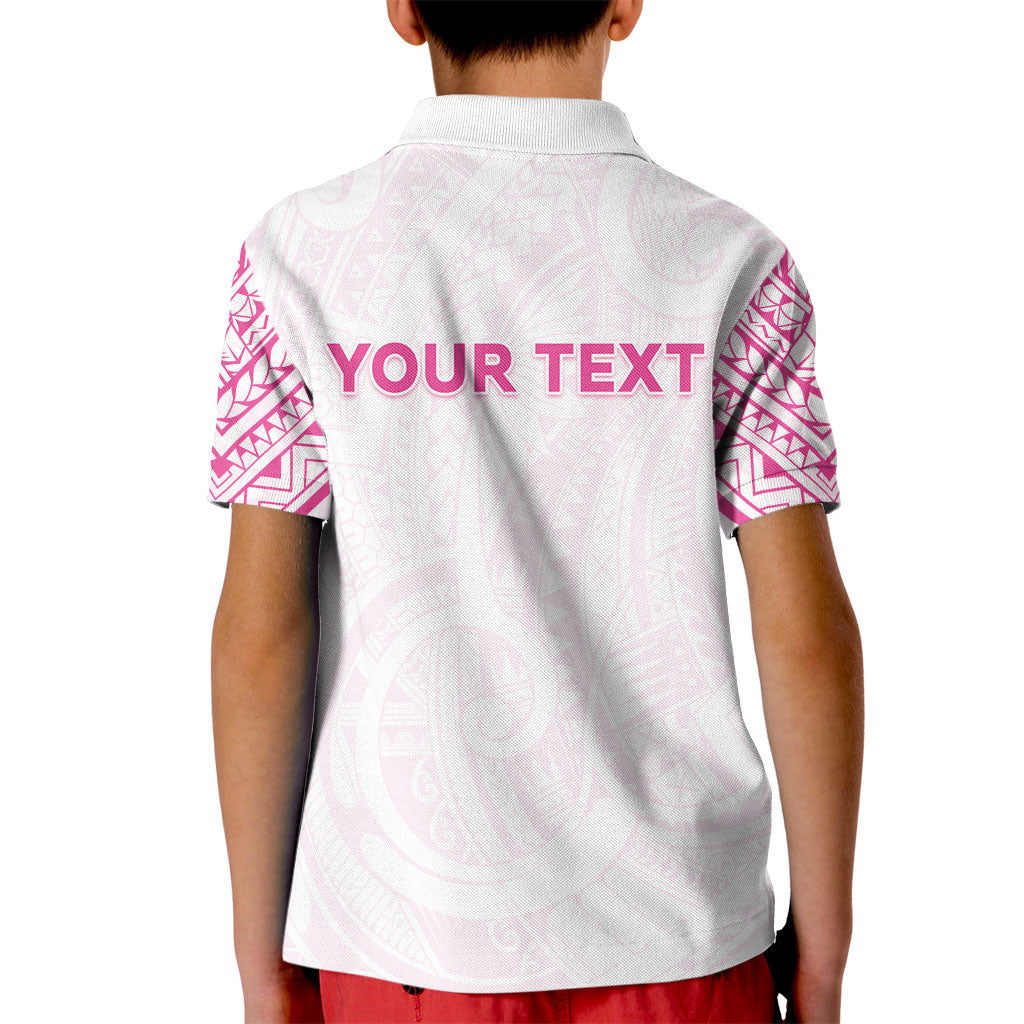 Personalised New Zealand Aotearoa Kid Polo Shirt Nurse Tribal Pink Version