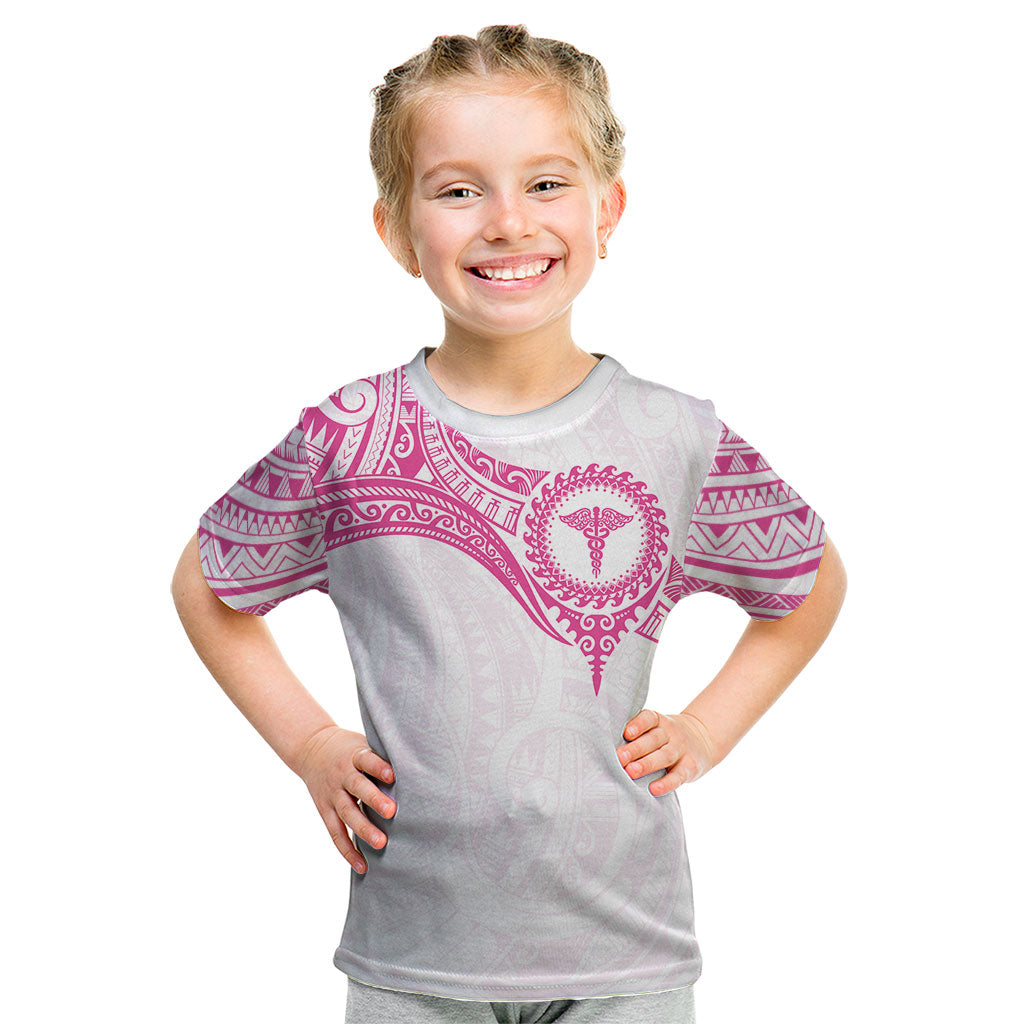 Personalised New Zealand Aotearoa Kid T Shirt Nurse Tribal Pink Version
