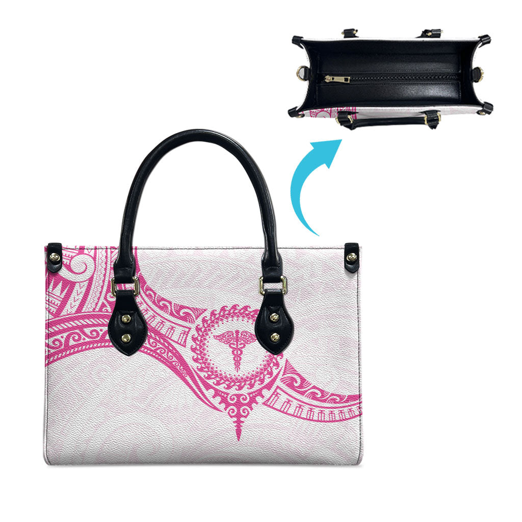 New Zealand Aotearoa Leather Bag Nurse Tribal Pink Version