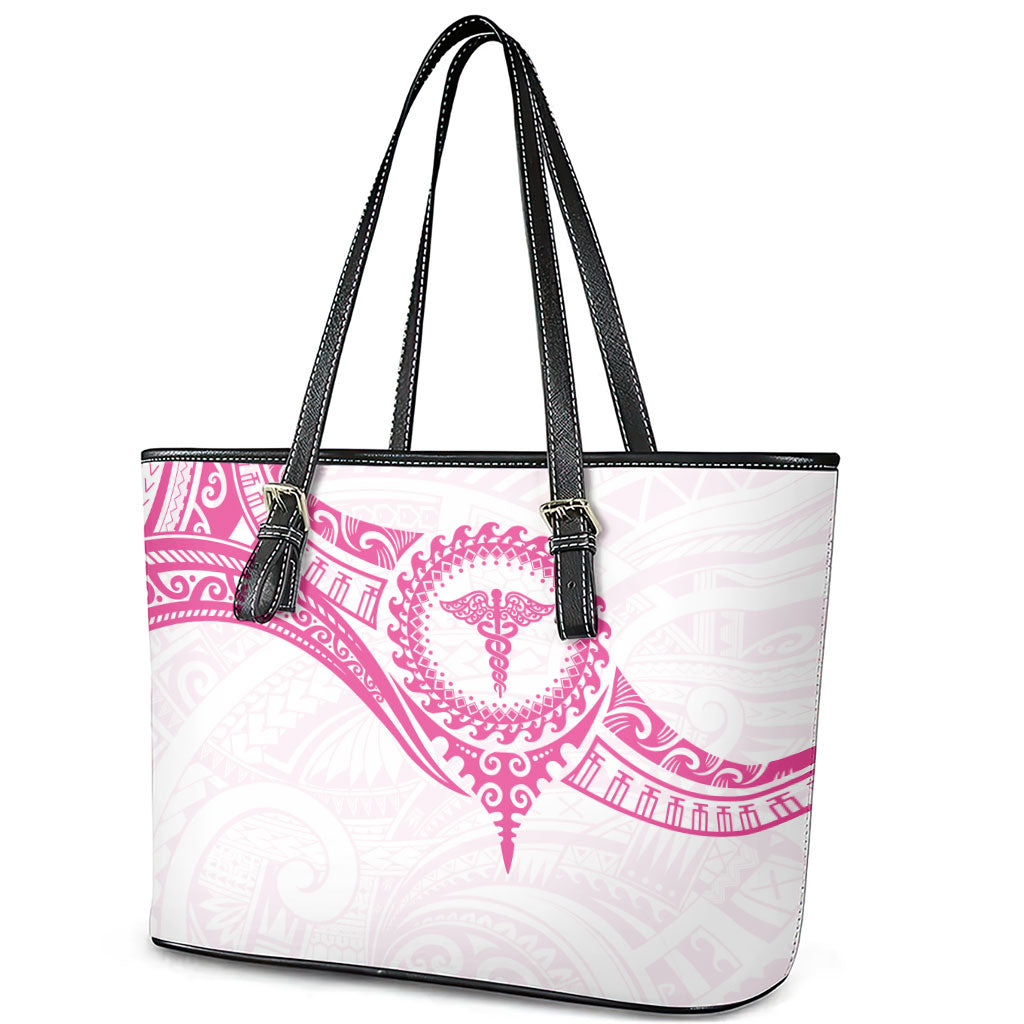 New Zealand Aotearoa Leather Tote Bag Nurse Tribal Pink Version