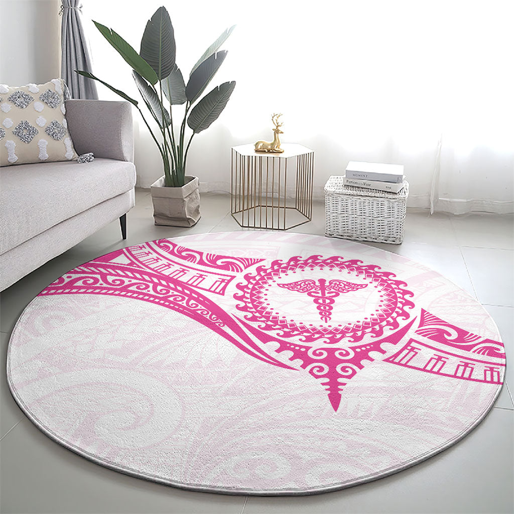 New Zealand Aotearoa Round Carpet Nurse Tribal Pink Version