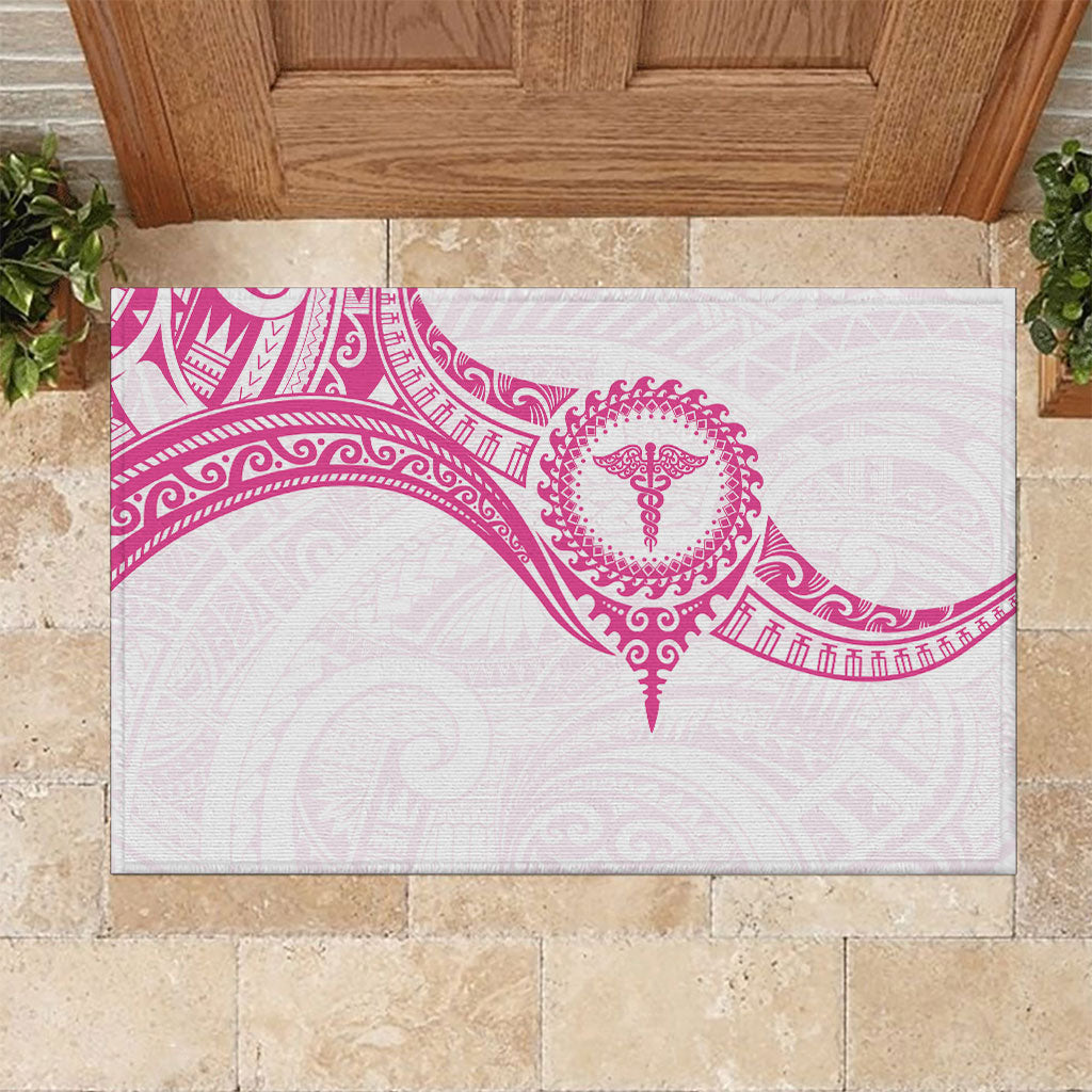 New Zealand Aotearoa Rubber Doormat Nurse Tribal Pink Version