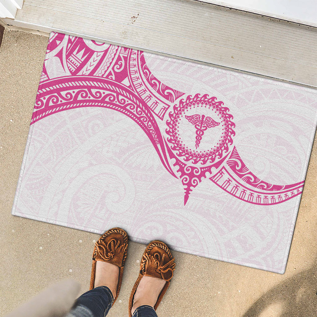 New Zealand Aotearoa Rubber Doormat Nurse Tribal Pink Version
