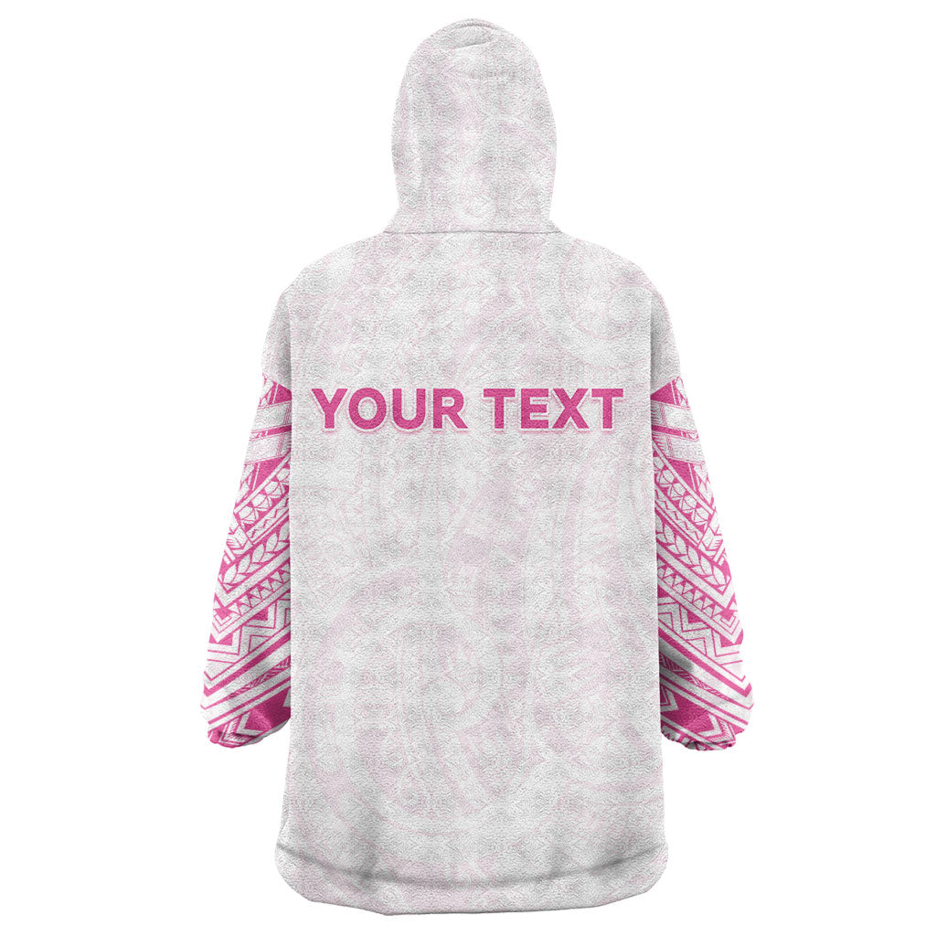 Personalised New Zealand Aotearoa Wearable Blanket Hoodie Nurse Tribal Pink Version