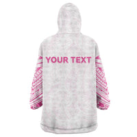 Personalised New Zealand Aotearoa Wearable Blanket Hoodie Nurse Tribal Pink Version