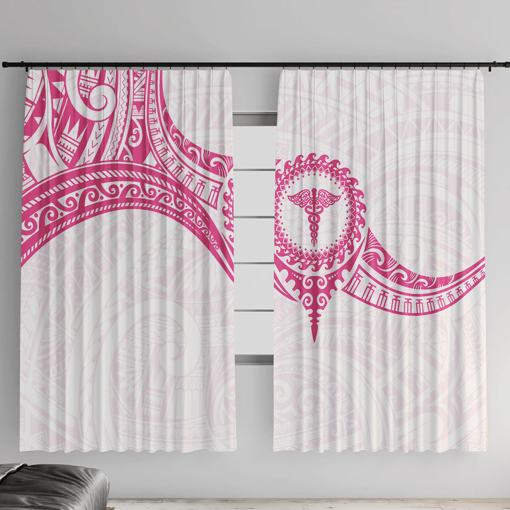New Zealand Aotearoa Window Curtain Nurse Tribal Pink Version
