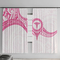New Zealand Aotearoa Window Curtain Nurse Tribal Pink Version