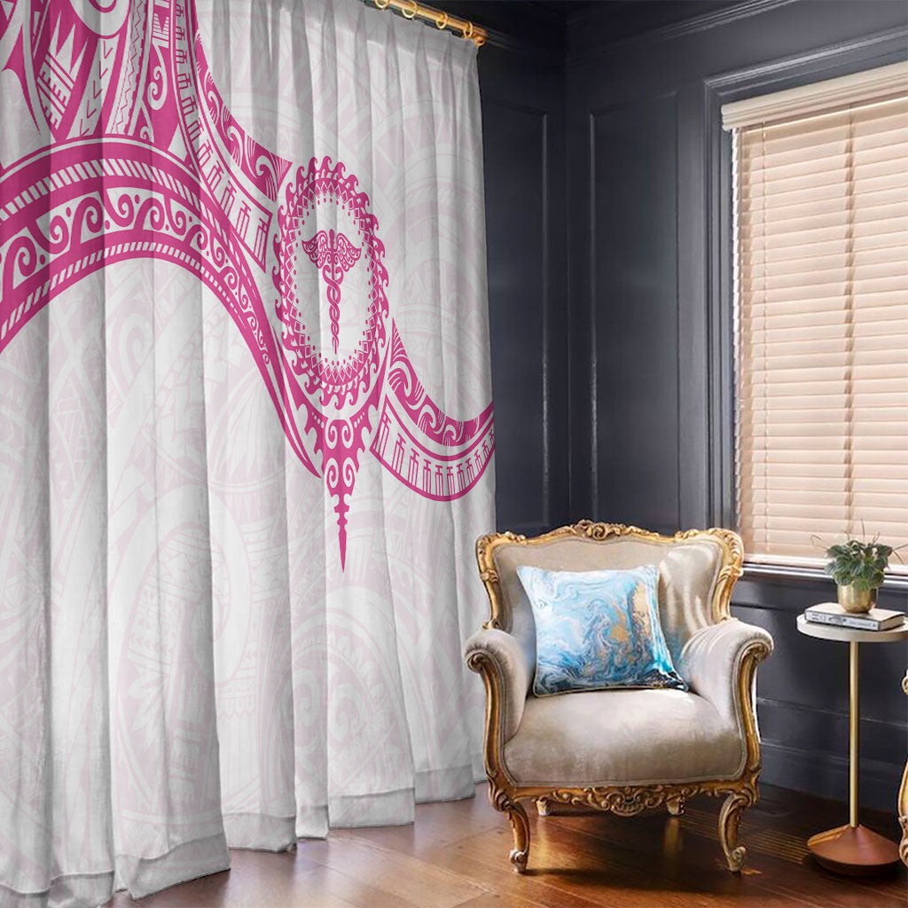 New Zealand Aotearoa Window Curtain Nurse Tribal Pink Version