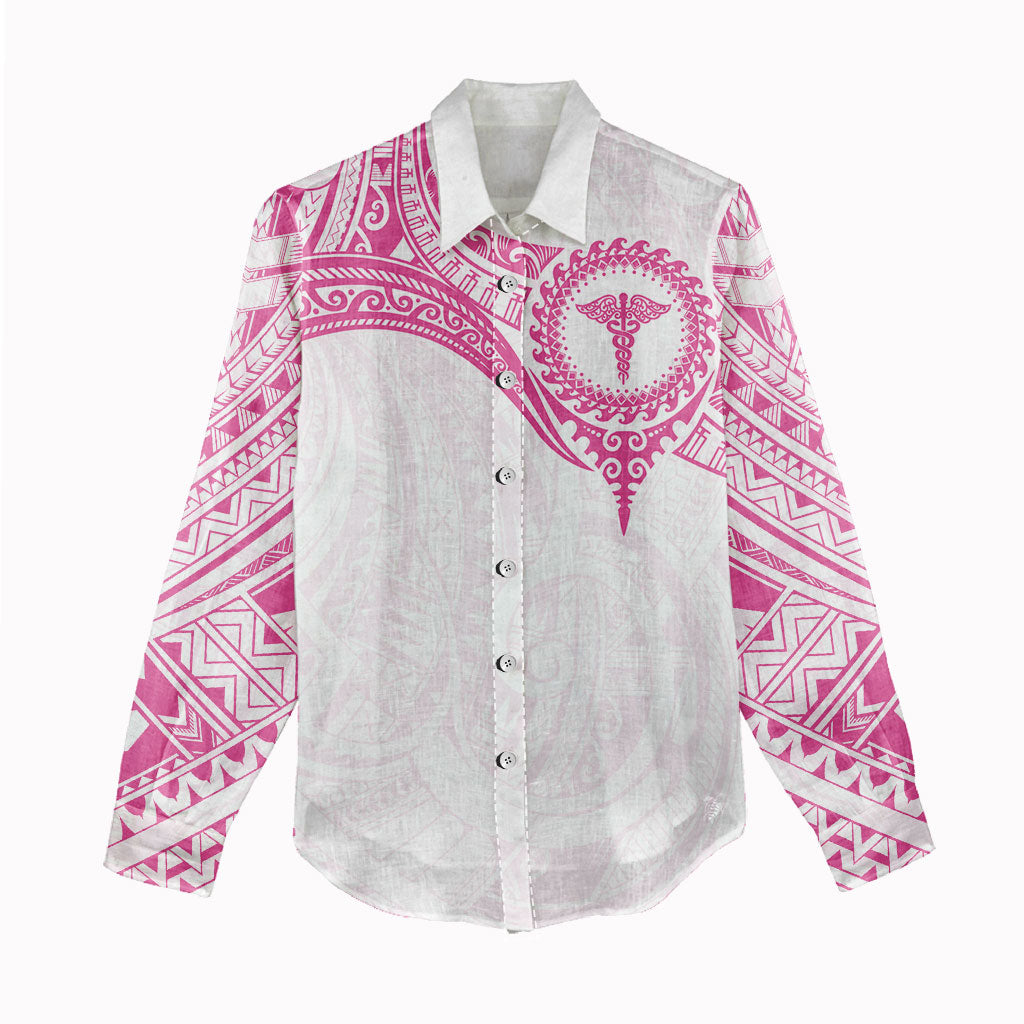 Personalised New Zealand Aotearoa Women Casual Shirt Nurse Tribal Pink Version