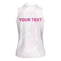 Personalised New Zealand Aotearoa Women Sleeveless Polo Shirt Nurse Tribal Pink Version LT05 - Polynesian Pride