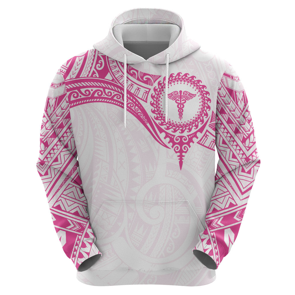 Personalised New Zealand Aotearoa Zip Hoodie Nurse Tribal Pink Version
