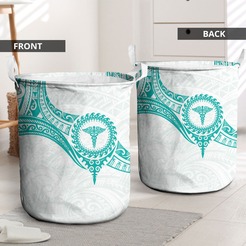 New Zealand Aotearoa Laundry Basket Nurse Tribal Teal Version
