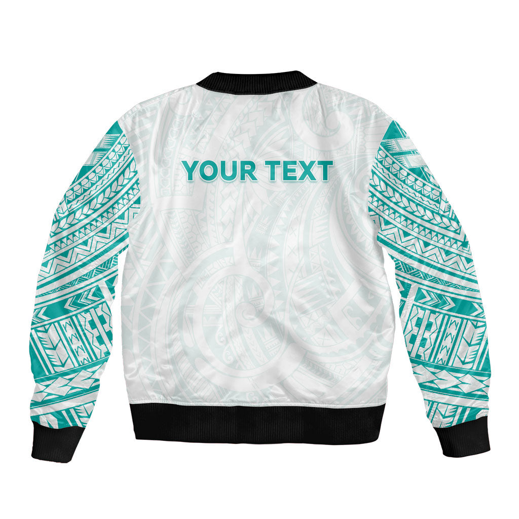 Personalised New Zealand Aotearoa Bomber Jacket Nurse Tribal Teal Version