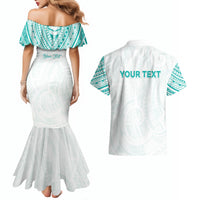 Personalised New Zealand Aotearoa Couples Matching Mermaid Dress and Hawaiian Shirt Nurse Tribal Teal Version LT05 - Polynesian Pride
