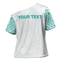 Personalised New Zealand Aotearoa Cross Shoulder Shirt Nurse Tribal Teal Version
