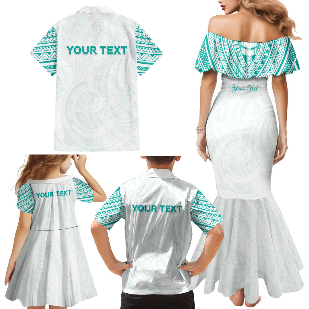Personalised New Zealand Aotearoa Family Matching Mermaid Dress and Hawaiian Shirt Nurse Tribal Teal Version LT05 - Polynesian Pride