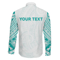 Personalised New Zealand Aotearoa Family Matching Off Shoulder Maxi Dress and Hawaiian Shirt Nurse Tribal Teal Version LT05 - Polynesian Pride