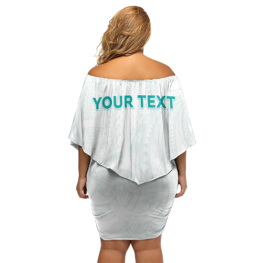 Personalised New Zealand Aotearoa Family Matching Off Shoulder Short Dress and Hawaiian Shirt Nurse Tribal Teal Version LT05 - Polynesian Pride