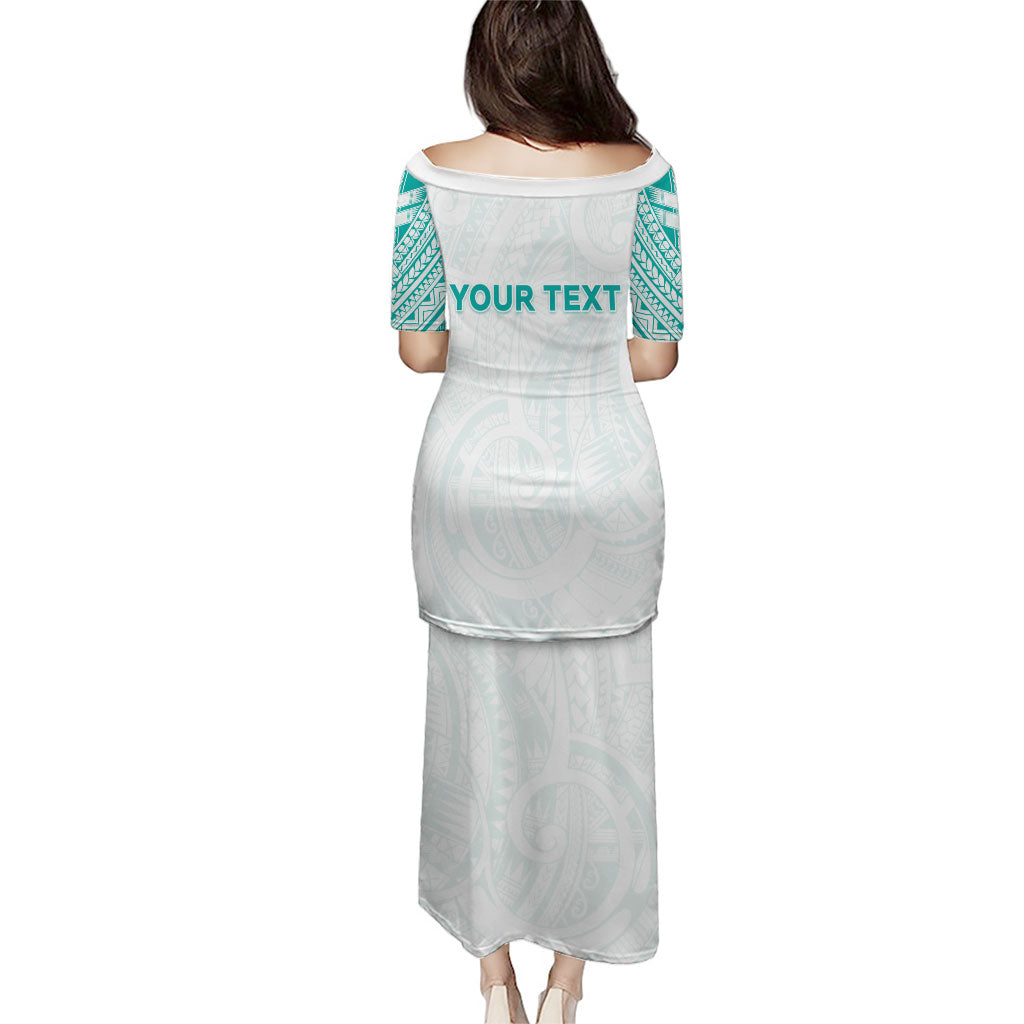 Personalised New Zealand Aotearoa Family Matching Puletasi and Hawaiian Shirt Nurse Tribal Teal Version LT05 - Polynesian Pride