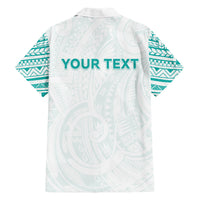 Personalised New Zealand Aotearoa Family Matching Short Sleeve Bodycon Dress and Hawaiian Shirt Nurse Tribal Teal Version LT05 - Polynesian Pride