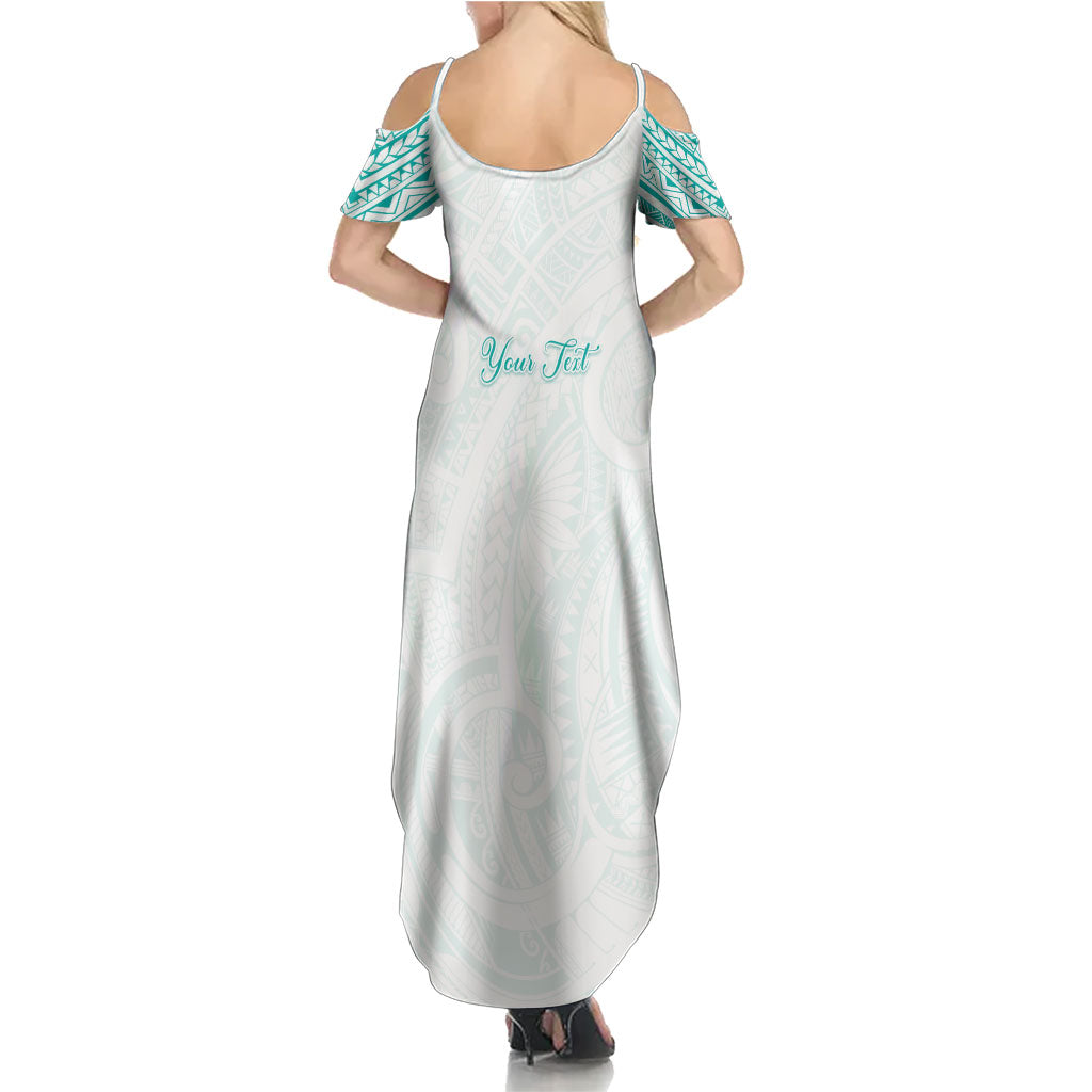 Personalised New Zealand Aotearoa Family Matching Summer Maxi Dress and Hawaiian Shirt Nurse Tribal Teal Version LT05 - Polynesian Pride