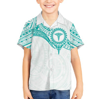 Personalised New Zealand Aotearoa Family Matching Tank Maxi Dress and Hawaiian Shirt Nurse Tribal Teal Version LT05 Son's Shirt Teal - Polynesian Pride