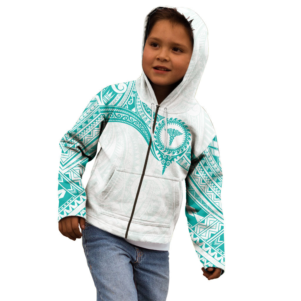Personalised New Zealand Aotearoa Kid Hoodie Nurse Tribal Teal Version