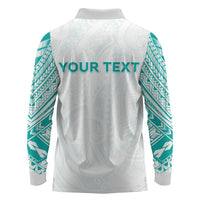 Personalised New Zealand Aotearoa Long Sleeve Polo Shirt Nurse Tribal Teal Version