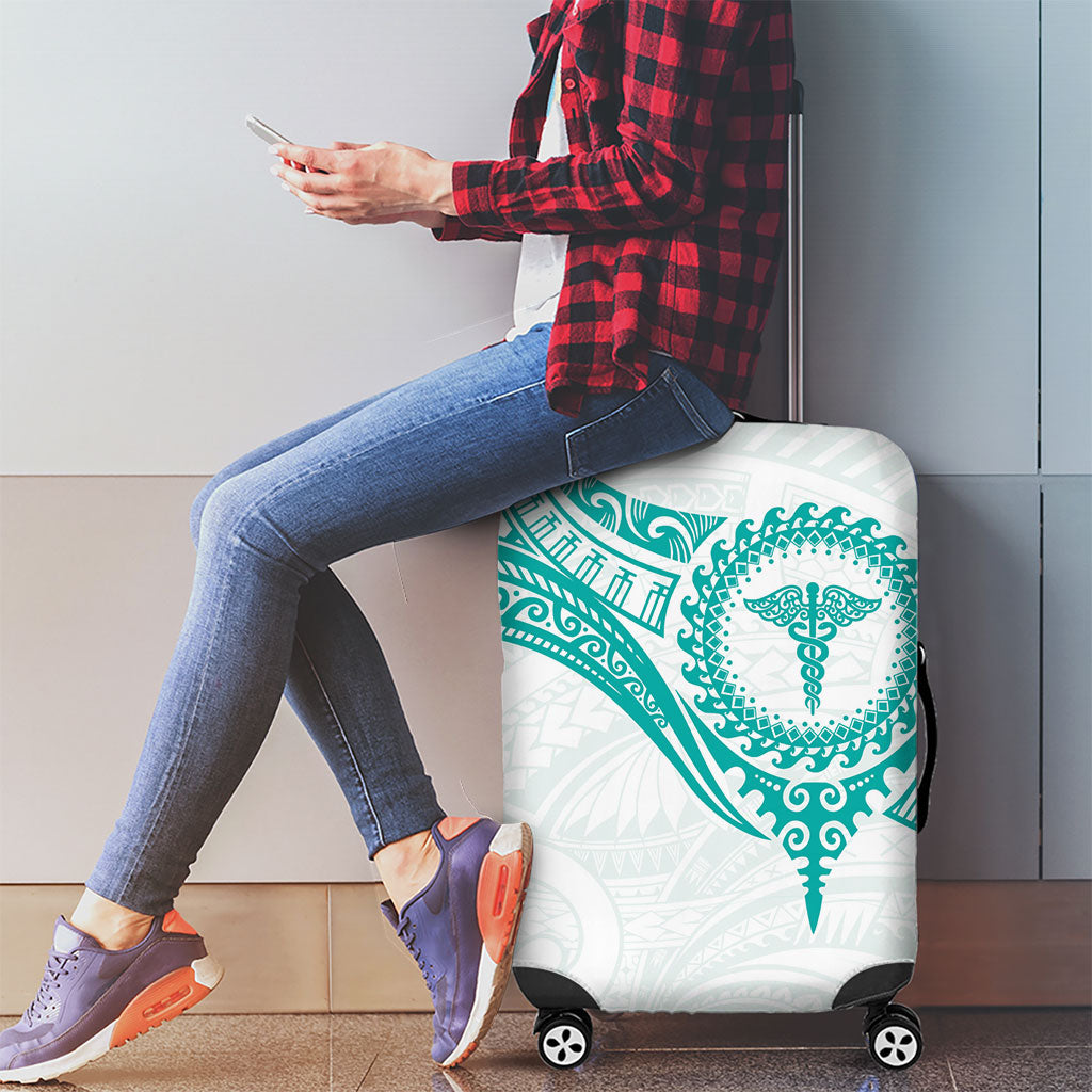 New Zealand Aotearoa Luggage Cover Nurse Tribal Teal Version