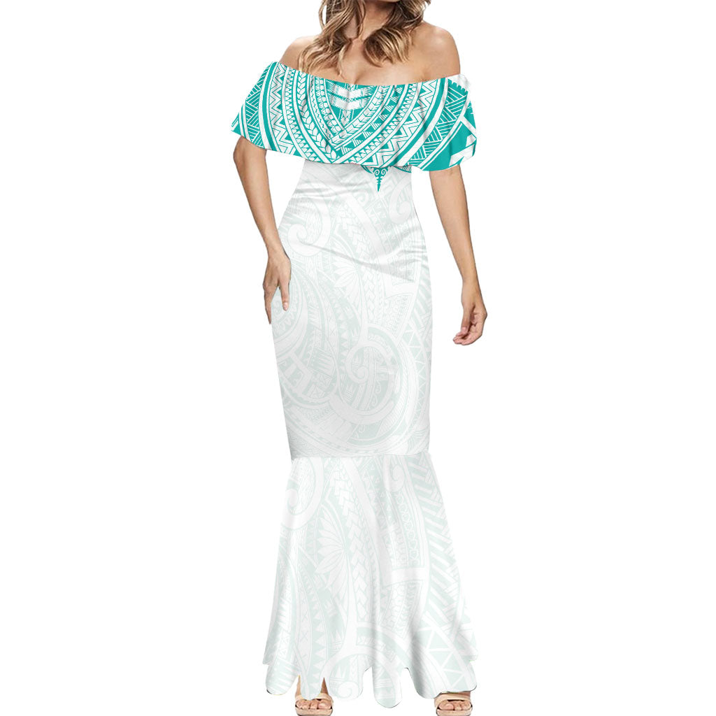 Personalised New Zealand Aotearoa Mermaid Dress Nurse Tribal Teal Version