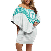 Personalised New Zealand Aotearoa Off Shoulder Short Dress Nurse Tribal Teal Version