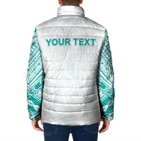 Personalised New Zealand Aotearoa Padded Jacket Nurse Tribal Teal Version