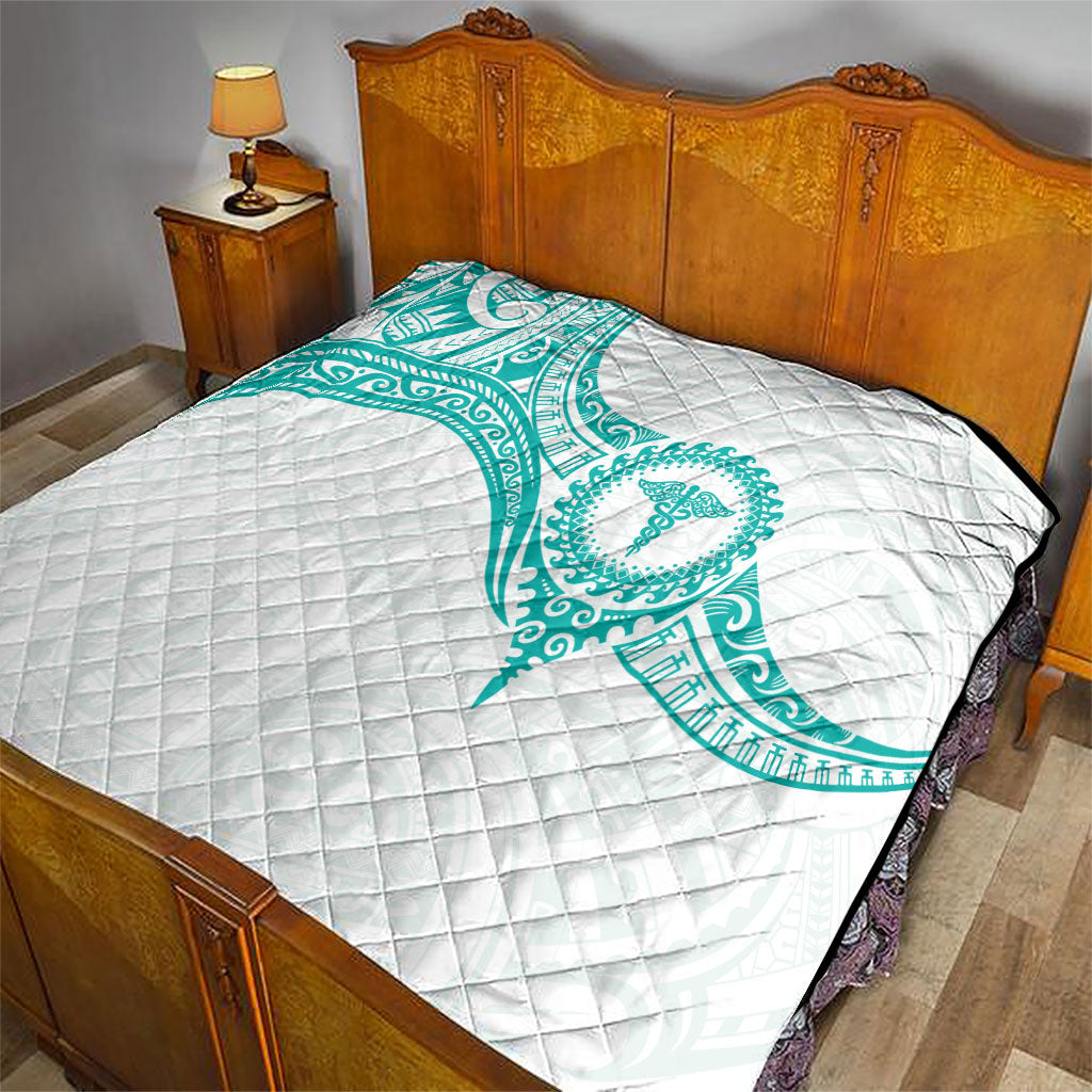 New Zealand Aotearoa Quilt Nurse Tribal Teal Version