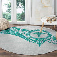 New Zealand Aotearoa Round Carpet Nurse Tribal Teal Version