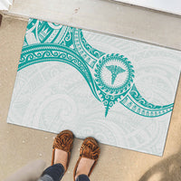 New Zealand Aotearoa Rubber Doormat Nurse Tribal Teal Version