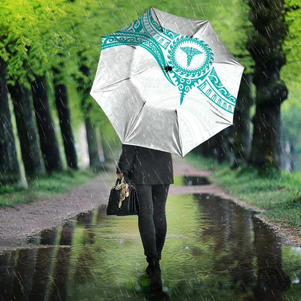 New Zealand Aotearoa Umbrella Nurse Tribal Teal Version