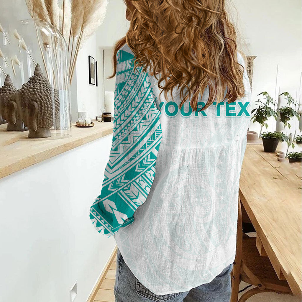 Personalised New Zealand Aotearoa Women Casual Shirt Nurse Tribal Teal Version