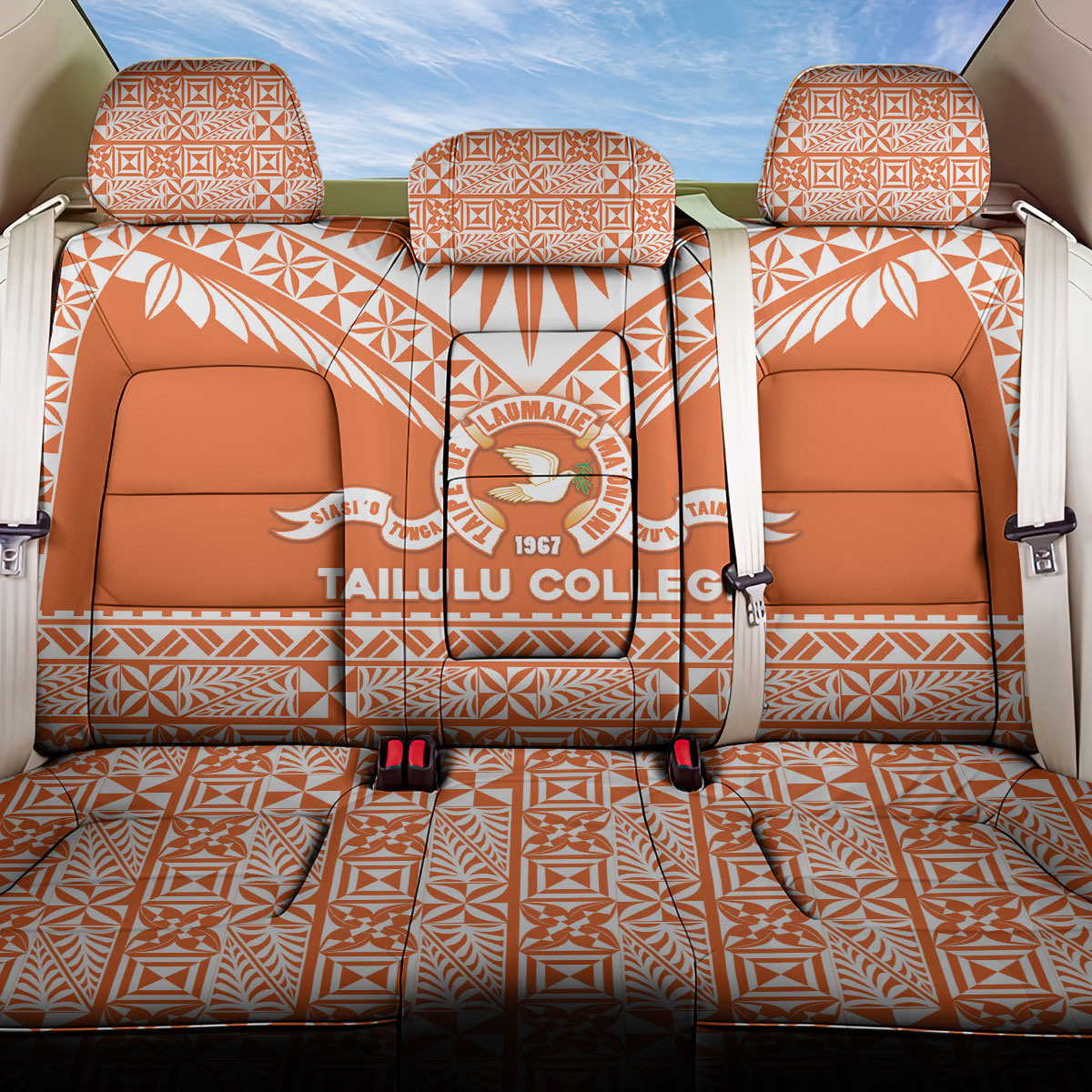 Tonga Tailulu College Back Car Seat Cover Tongan Kupesi Pattern