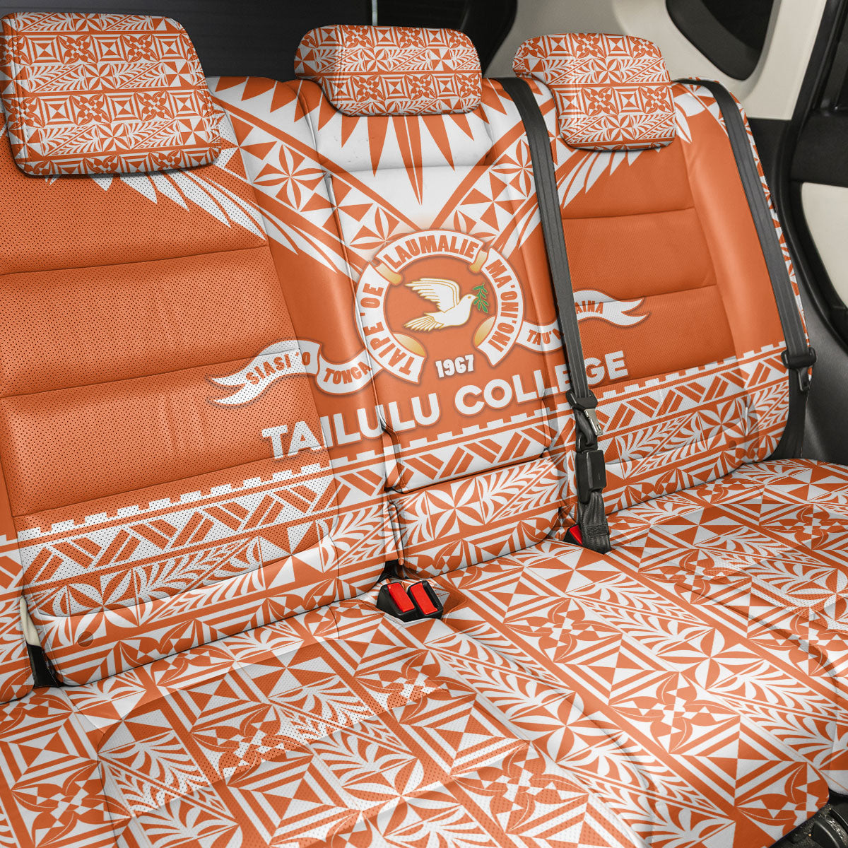 Tonga Tailulu College Back Car Seat Cover Tongan Kupesi Pattern