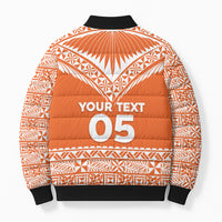 Personalised Tonga Tailulu College Bomber Puffer Jacket Tongan Kupesi Pattern