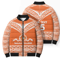Personalised Tonga Tailulu College Bomber Puffer Jacket Tongan Kupesi Pattern
