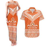 Personalised Tonga Tailulu College Couples Matching Tank Maxi Dress and Hawaiian Shirt Tongan Kupesi Pattern
