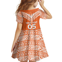 Personalised Tonga Tailulu College Family Matching Off The Shoulder Long Sleeve Dress and Hawaiian Shirt Tongan Kupesi Pattern LT05 - Polynesian Pride