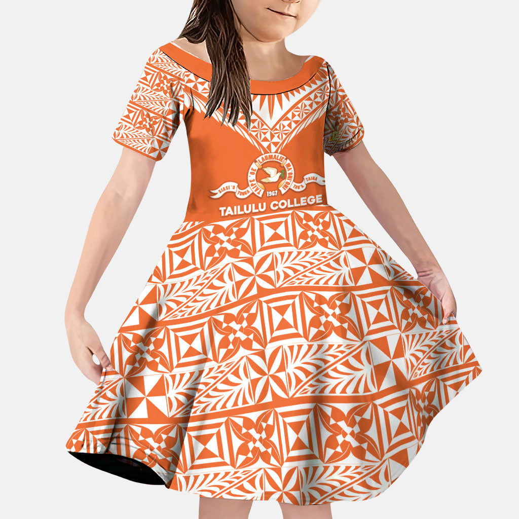 Personalised Tonga Tailulu College Family Matching Off Shoulder Short Dress and Hawaiian Shirt Tongan Kupesi Pattern