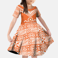 Personalised Tonga Tailulu College Family Matching Off Shoulder Short Dress and Hawaiian Shirt Tongan Kupesi Pattern